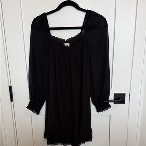 Aritzia Wilfred Black Chiffon Lonf Sleeve Alana Dress, S, like new!